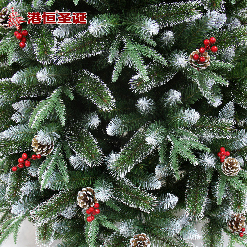 Suministros de decoración navideña: Árbol de Navidad de 1.5m/1.8m con agujas de pino de PVC densas, conos de pino blancos y adornos de frutos rojos.
