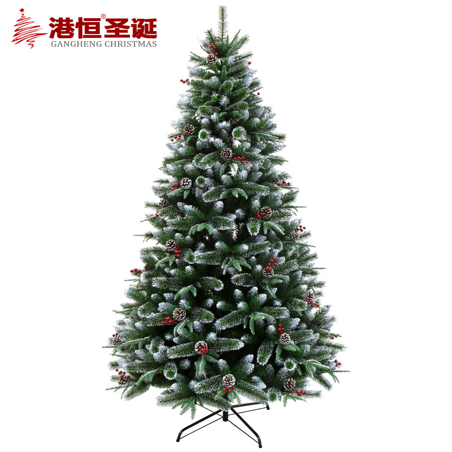 Suministros de decoración navideña: Árbol de Navidad de 1.5m/1.8m con agujas de pino de PVC densas, conos de pino blancos y adornos de frutos rojos.