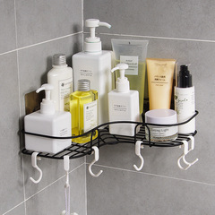 T鐵藝浴室置物架 廚房浴室單層可疊加收納架三角轉角自粘整理掛架