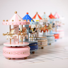 木质旋转木马音乐盒摩天轮八音盒送女友男孩女生儿童创意生日礼物
