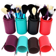 Set of 12 Wool Round Brushes for Makeup, Factory-Supplied, Barrel-Shaped Mink Hair Makeup Tools