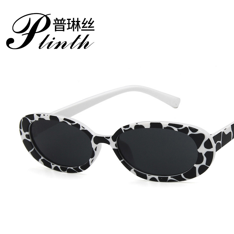 European and American fashion cow color small frame sunglasses 5192 fashion Oval stripe color sunglasses cross-border sunglasses