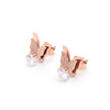 Golden earrings stainless steel, does not fade, pink gold, simple and elegant design, Japanese and Korean