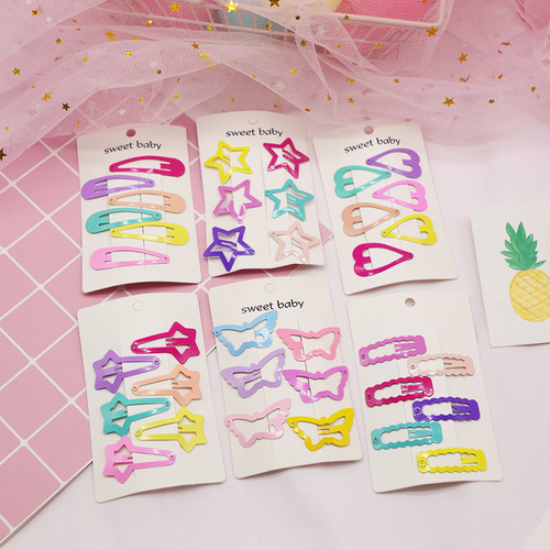 Children's hair accessories Korean style girl heart candy color bb clip paint five-pointed star love color hair clip sweet hairpin