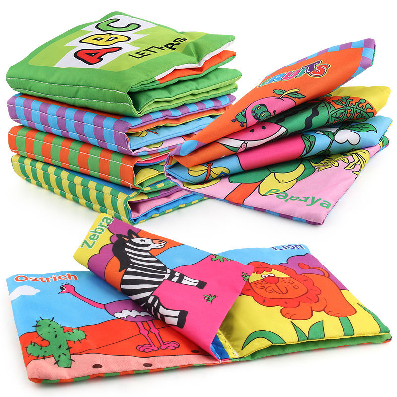Bebé libro de tela tridimensional educación temprana educación Comercio exterior libro de tela grande con papel de timbre juguetes infantiles cuatro bolsas exportación