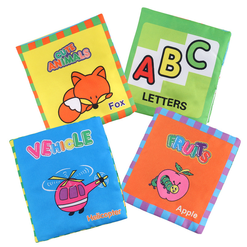 Bebé libro de tela tridimensional educación temprana educación Comercio exterior libro de tela grande con papel de timbre juguetes infantiles cuatro bolsas exportación