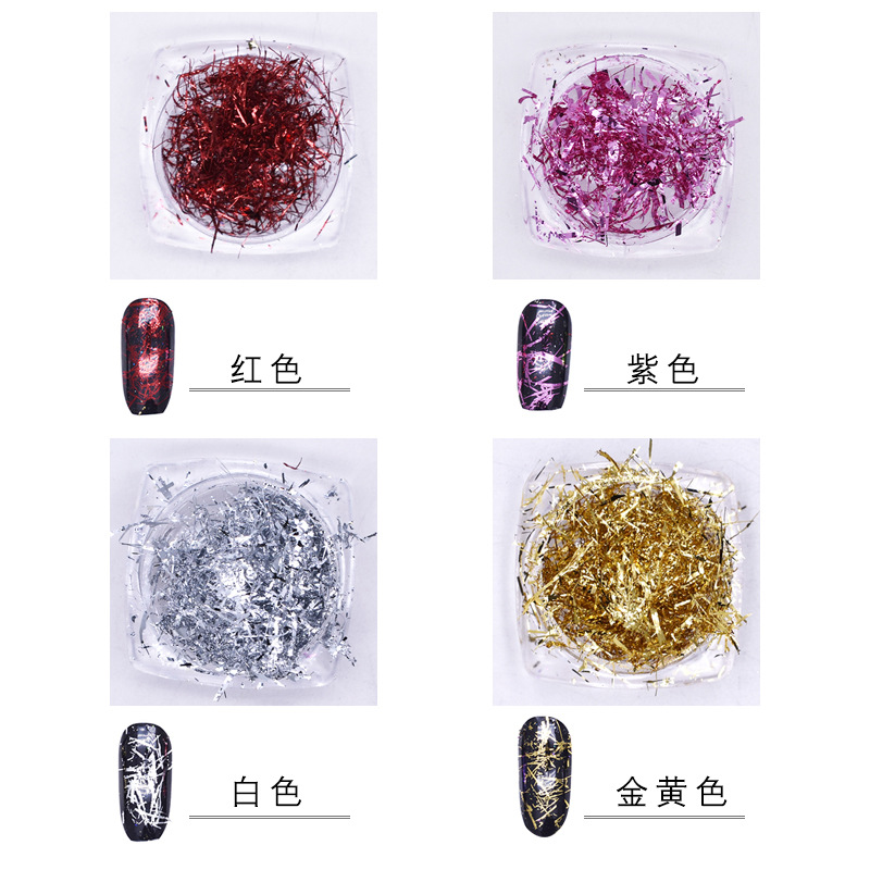 Manicura Nueva joyería oro y plata hoja de color de seda de uñas de oro y plata de seda espejo mágico Rosa tira de color desgaste de uñas manicura joyería