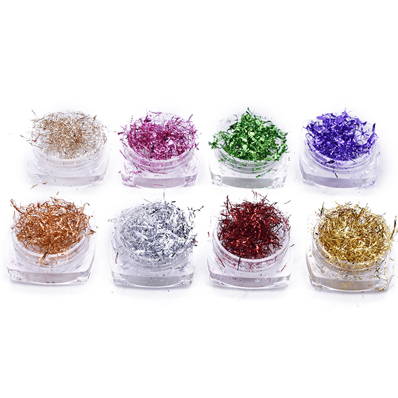 Manicura Nueva joyería oro y plata hoja de color de seda de uñas de oro y plata de seda espejo mágico Rosa tira de color desgaste de uñas manicura joyería