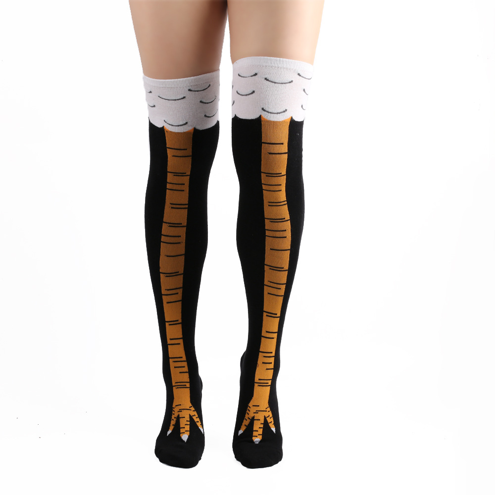 Scheming Cotton Stockings Cartoon Socks Bottoming Socks Fashionable Chicken Feet Spot Over-The-Knee Socks Long Knee Socks Chicken Foot Socks