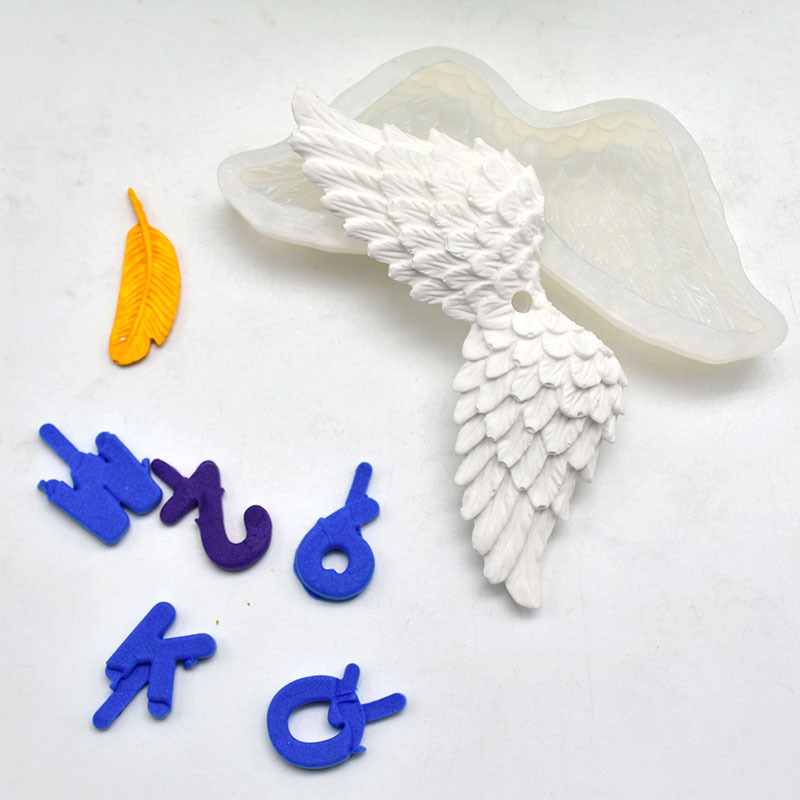 Bricolaje alas listado de silicona molde creativo alas de Ángel alas de plumas fondant molde de silicona en stock