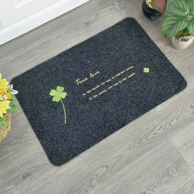 Floor mat door mat home kitchen bathroom anti-slip mat mat carpet gift logo advertising mat a generation of hair (Avtomobil döşəmə paspasları) - embroidered-gray-four-leaf-clover-40cm60cm