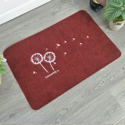 Avtomobil döşəmə paspasları – mat home kitchen bathroom anti-slip - embroidered-dark-red-dandelion-white-40cm60cm