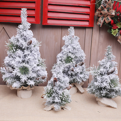 Flocked snow Christmas tree Christmas decoration home window table counter display Christmas gift ornaments