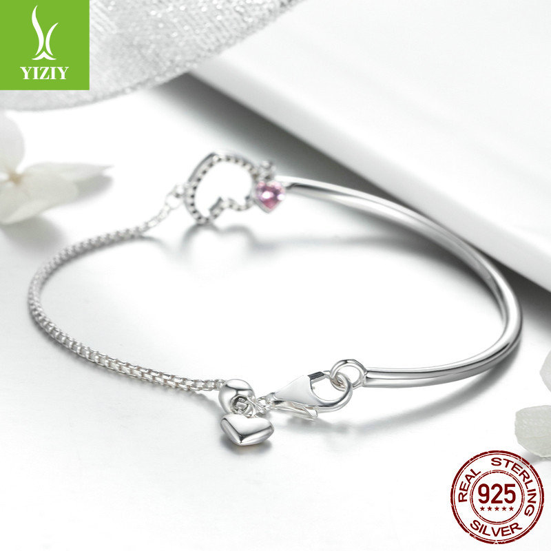 Cross-border e-commerce silver jewelry supply wholesale Women's Hearts s925 sterling silver European and American fashion women's silver bracelet SCB117