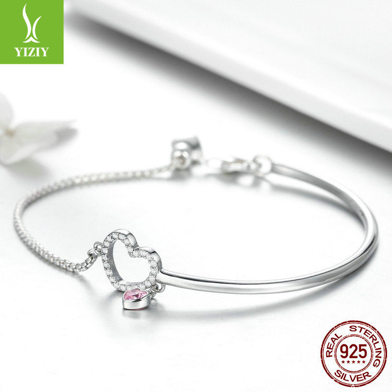 Cross-border e-commerce silver jewelry supply wholesale Women's Hearts s925 sterling silver European and American fashion women's silver bracelet SCB117