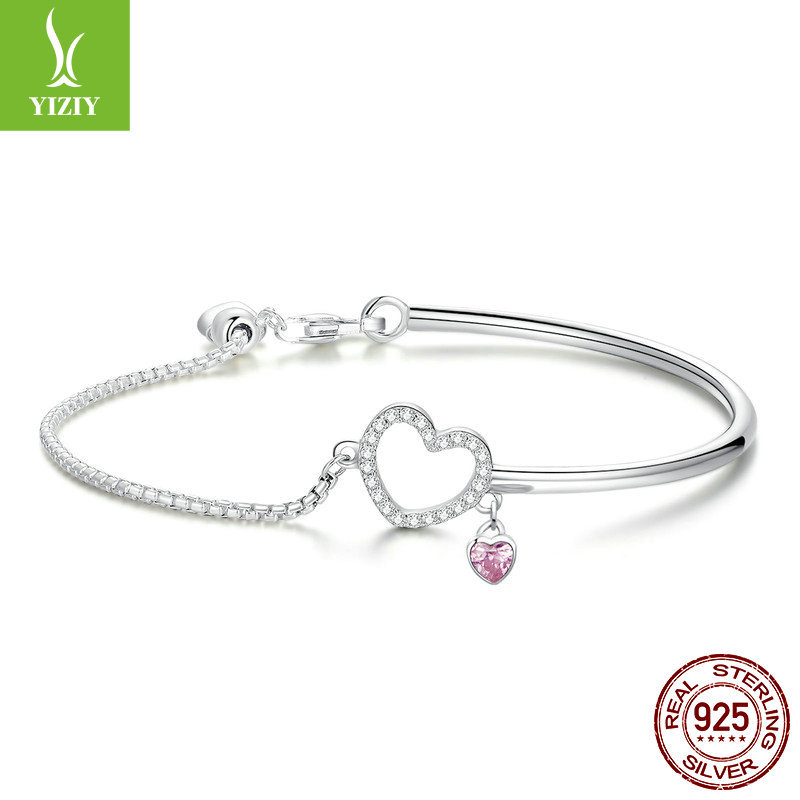 Cross-border e-commerce silver jewelry supply wholesale Women's Hearts s925 sterling silver European and American fashion women's silver bracelet SCB117