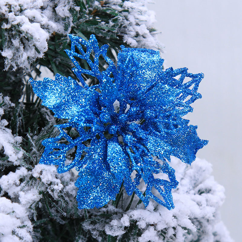 10cm Polvo de Oro Hueco simulación de Navidad flor DIY accesorios de decoración del árbol de Navidad decoración de la Navidad falsa flor
