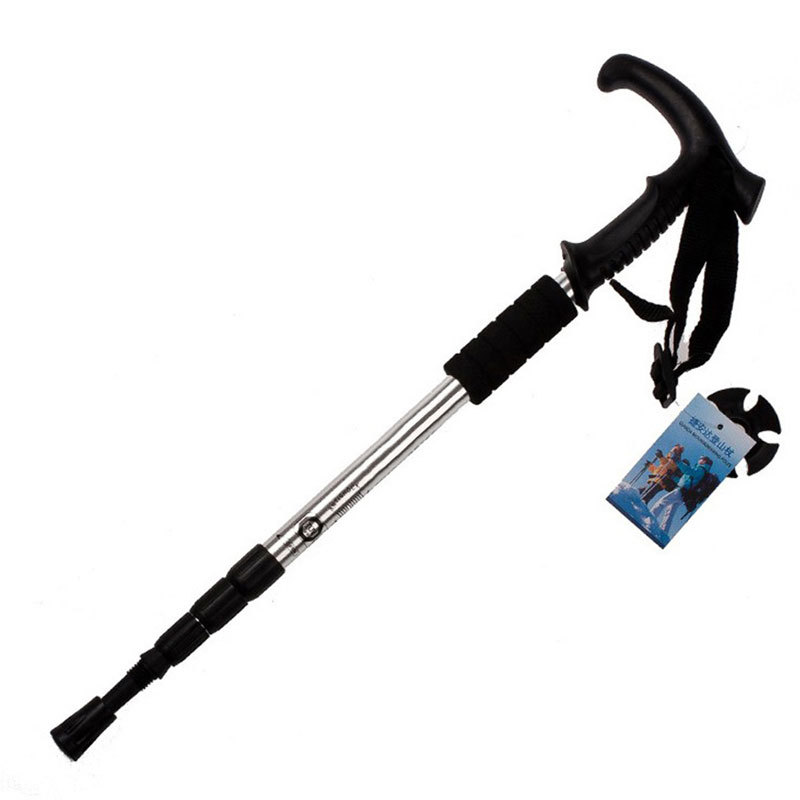 Suministros de viaje de cuatro secciones de aleación de aluminio soporte de dosel amortiguador ultraligero mango recto mango curvo palo de trekking bastón senderismo al aire libre
