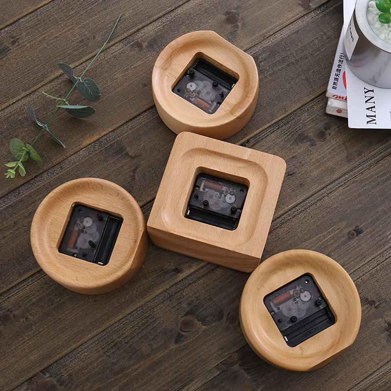Reloj de mesa silencioso de haya, reloj de madera maciza, decoración, sala de estar, registro minimalista moderno, escritorio transfronterizo, cuadrado redondo