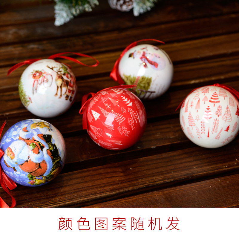 Pegatinas de Navidad bola de papel decoraciones para árboles de Navidad colgante 7cm creativo dibujos animados pintado impresión espuma BOLA DE Navidad