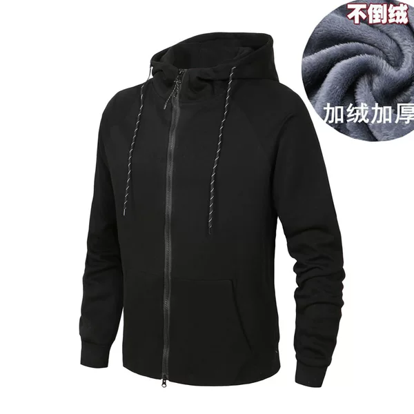Autumn and Winter New Cardigan Jacket Men's Pullover Hooded Zipper Thickened Fleece-Lined Sports Sweater Hoodie Men