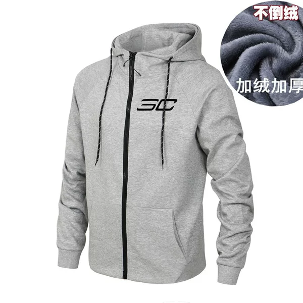 Cardigan Jacket Men's Pullover Hooded Zipper Thickened Fleece-Lined Thickened Sports Hoodie Men's Hoodie