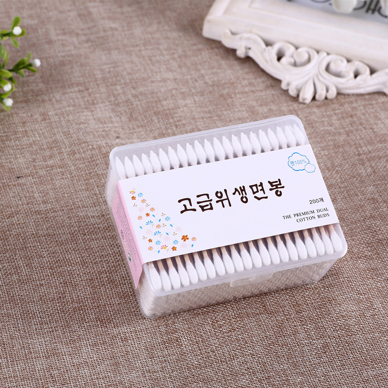 Lijiejing punta puntiaguda más cabeza redonda maquillaje hisopo de algodón de doble punta hisopo de bambú