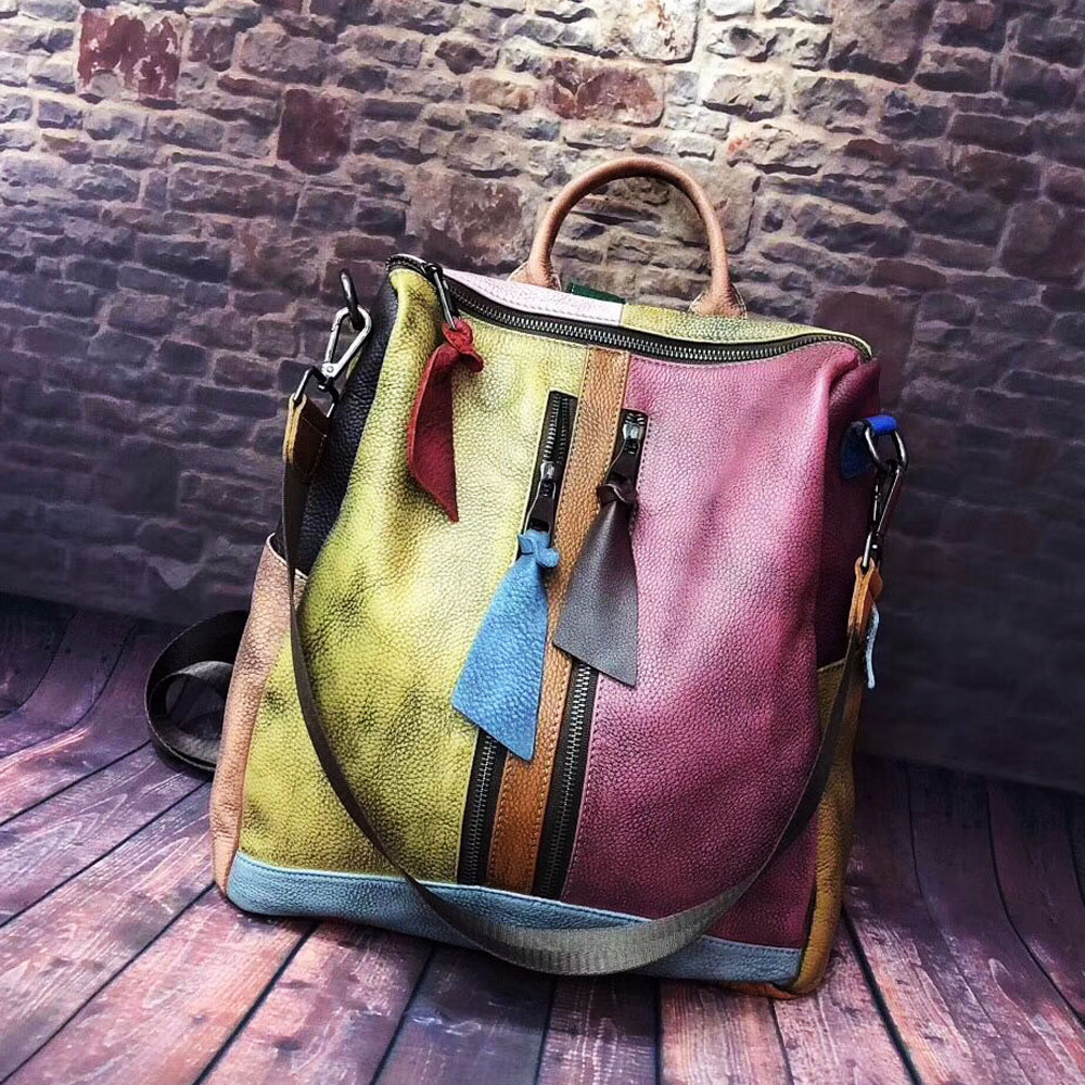 2024 moda tendencia retro bolso de cuero bolso de hombro de color mochila bolso de cuero de una pieza