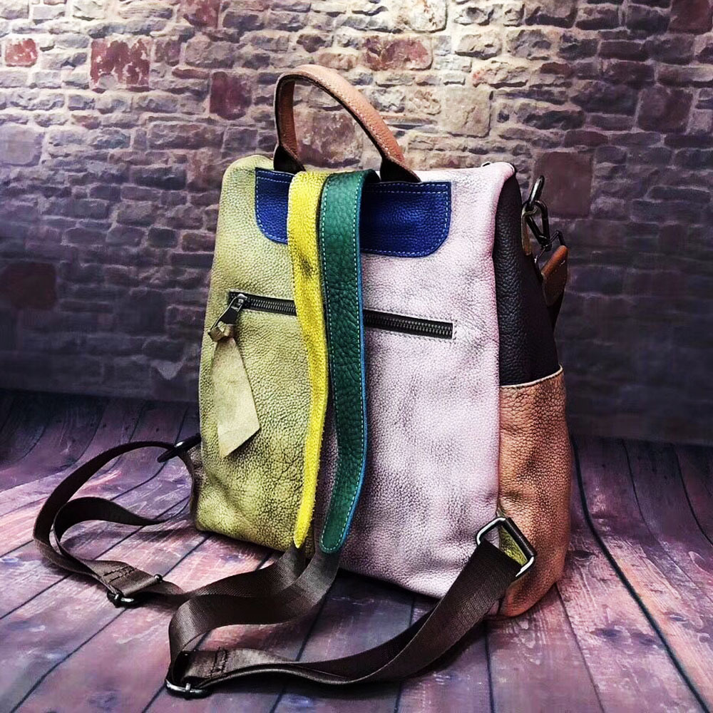 2024 moda tendencia retro bolso de cuero bolso de hombro de color mochila bolso de cuero de una pieza