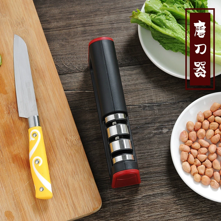 Kitchen quick sharpener can be hung with double-sided four-section whetstone wholesale diamond manual kitchen knife portable wall hang