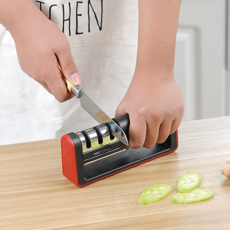 Kitchen quick sharpener can be hung with double-sided four-section whetstone wholesale diamond manual kitchen knife portable wall hang