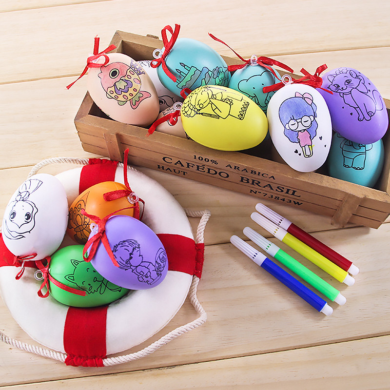 Huevos de Pascua para Pintar DIY Set de 5 Piezas de Plástico, para Pintar DIY para Manualidades de Pascua