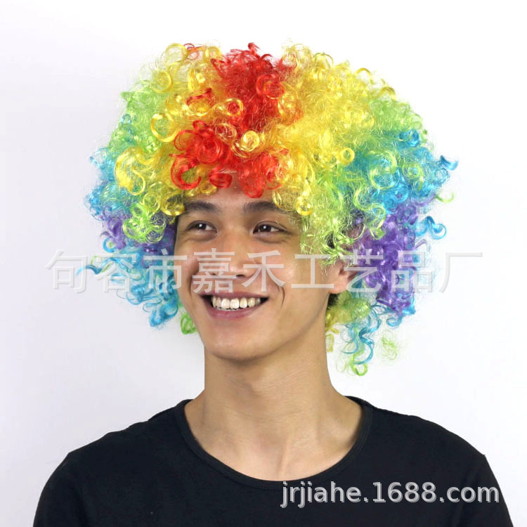 Halloween Navidad tocado explosión cabeza payaso vestir peluca ventilador
