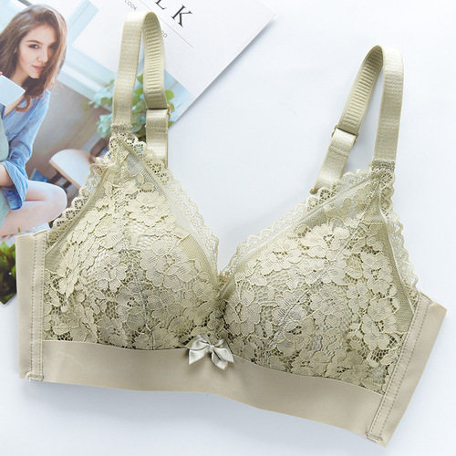 High-quality sewing technology, girly style baby cotton, any cut, soft 5CM thickened wire-free bra, lace underwear