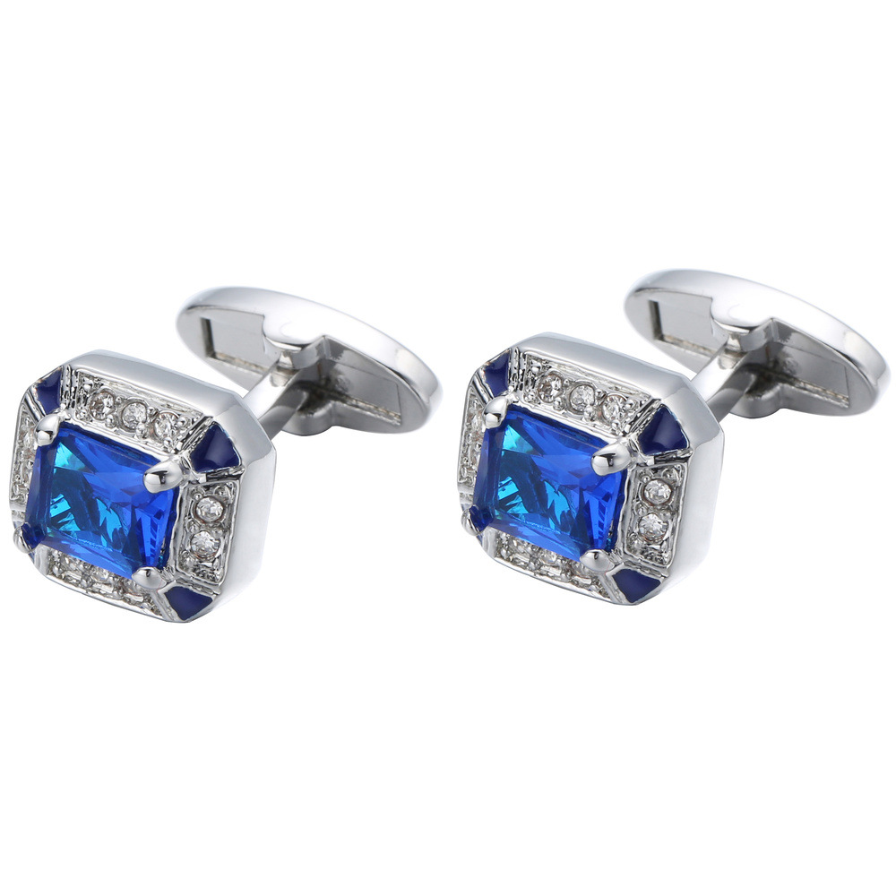 High-Quality Blue Crystal Cufflinks, Dress Cuff Buttons, Men's French Shirt Business Attire Cuff Pins Cufflinks 506
