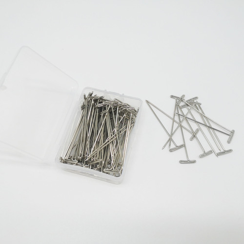 Factory supply boxed T-type needle electroplated T-shaped steel needles, wig fixing needles, irregular non-standard large headed pins, 9-letter needles