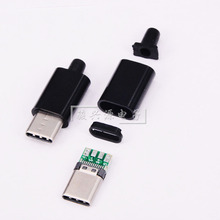 USB3.1 C Type 公头带PCB板 焊线式 USB 3.1C 接口插头 黑色外壳