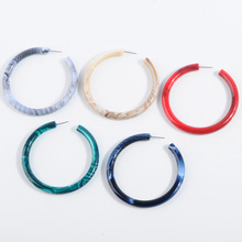 欧美复古大C形醋酸亚克力板材耳环超大夸张极简约圆圈气质耳饰品