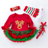 Demi-season Christmas bodysuit, skirt, children's set, with snowflakes, long sleeve, wholesale