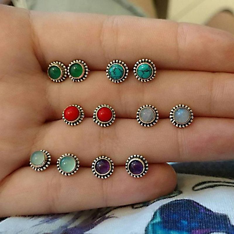 Pendientes retro multicolor, joyería europea y americana