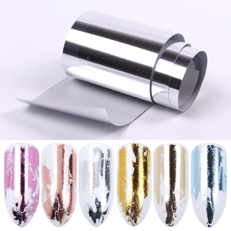 Cross-border New Nail Art Space Metallic Glossy Cellophane DIY Direct Art Reflective Starry Sky Nail Stickers Bottled