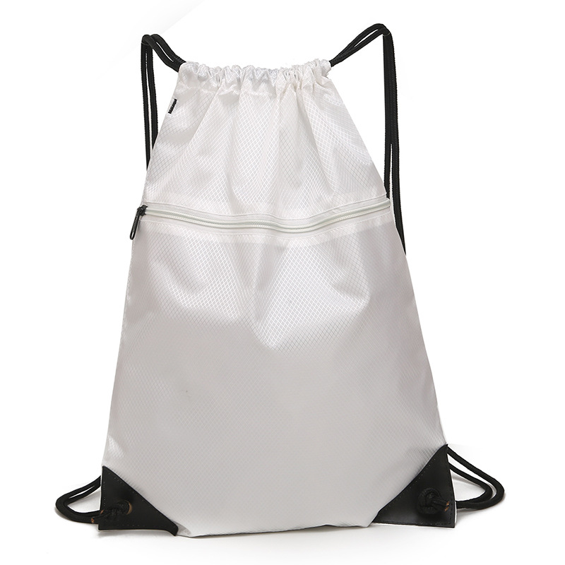 Bolsa deportiva impermeable con cordón, disponible en stock, mochila con cordón de color sólido simple, mochila ligera para exteriores, bolsa con cordón de nailon.