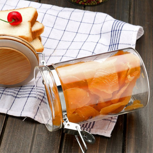Household grains glass sealed jars with lids tea jars kitchen storage jars transparent snap storage jars