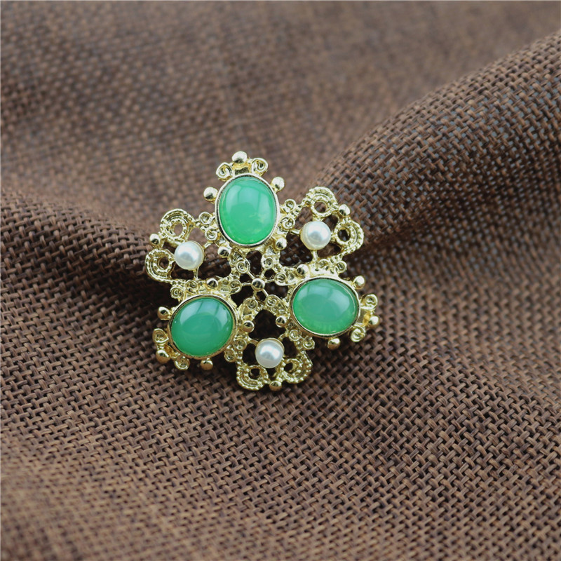 Spilla retrò da bavero con smeraldo, perla, spilla vintage in argento 925, orecchini a perno, clip per orecchie, set con catena per maglione_voghion.com