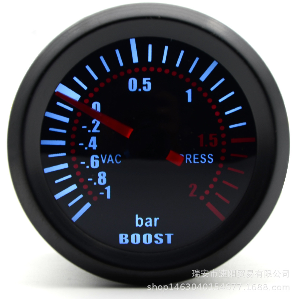 Transfronteriza popular de 2 pulgadas 52MM Turbo Booster gauge BAR gafas de Sol Negro Shell instrumento de modificación del coche instrumento