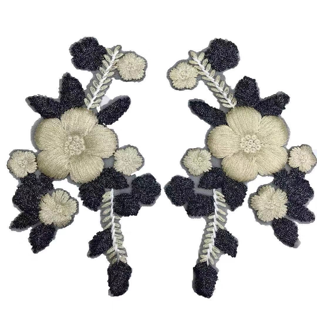 库存电脑金线绣花仿手绣对花加厚 水貂外套毛衫女装袖子配饰