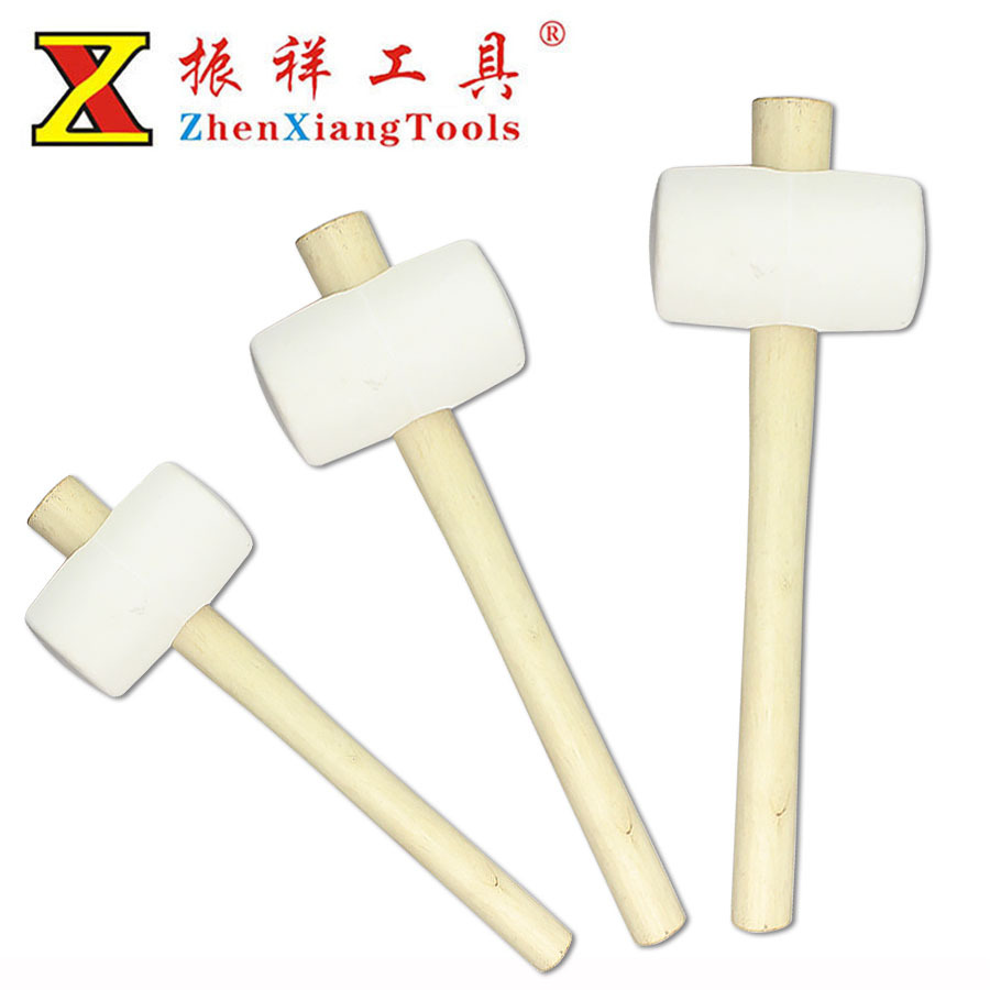 白色木柄橡胶锤美式熟胶橡皮锤瓷砖地板安装锤木把白色胶锤橡胶锤