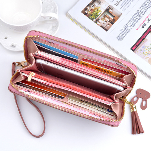 New women's wallet women's long clutch wallet fashionable large capacity zipper tassel wallet coin mobile phone bag