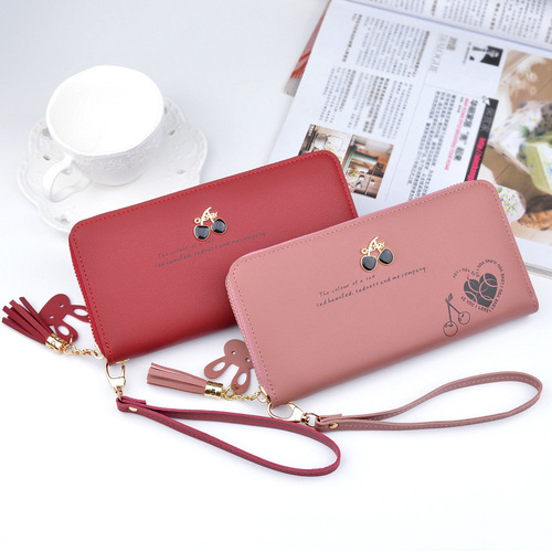 New women's wallet women's long clutch wallet fashionable large capacity zipper tassel wallet coin mobile phone bag
