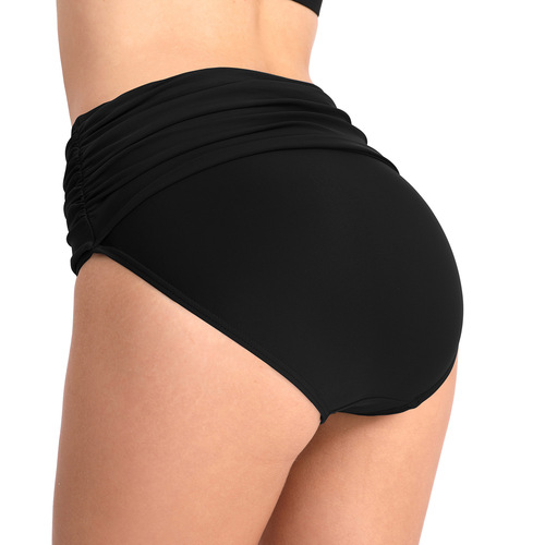 European and American high-waisted elastic pleated swimsuit for women, conservative triangle swimsuit for women
